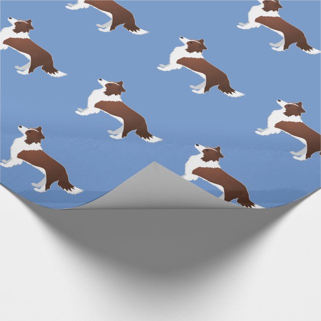 Border Collie Red Dog Breed Side View Silhouette Wrapping Paper (Corner)