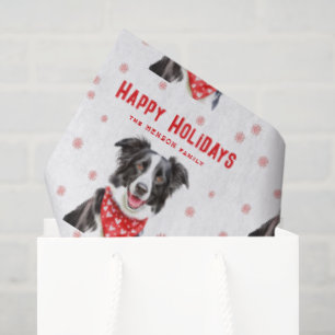 Border Collie Red Heart Bandana Christmas Tissue Paper