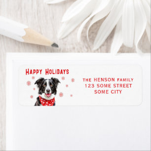 Border Collie Red Heart Bandanna Return Address  Label