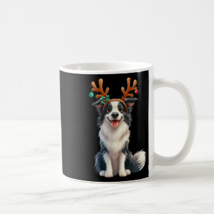 Border Collie Reindeer Santa Hat Xmas Lights Chris Coffee Mug