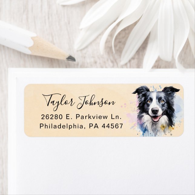 Border Collie Return Address Label (Insitu)