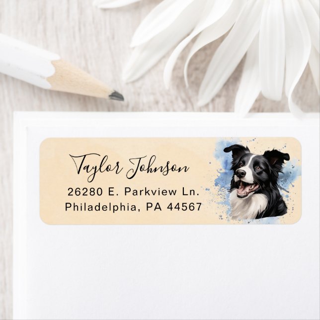 Border Collie Return Address Label (Insitu)