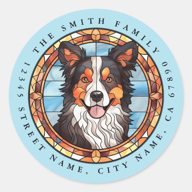 Border Collie Round Stickers (Front)