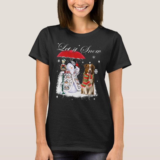 Border Collie Santa Dog Christmas Snowman Xmas Paj T-Shirt (Front)
