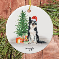 Border Collie Santa Dog Personalised Christmas