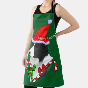 Border Collie Santa Hat Christmas Apron