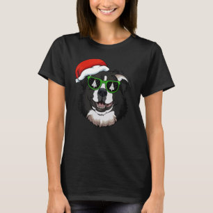 Border Collie Santa Hat Christmas Pajama Cute Dog  T-Shirt