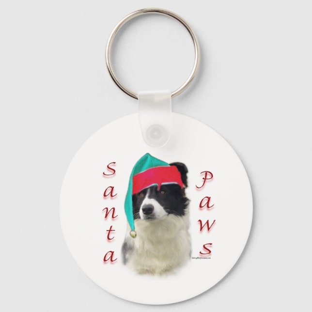 Border Collie Santa Paws Key Ring (Front)