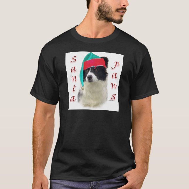 Border Collie Santa Paws T-Shirt (Front)