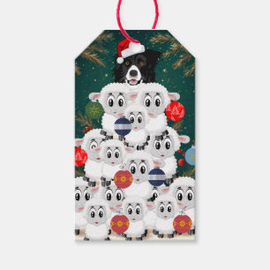 Border Collie Sheep Herding Christmas Tree Gift Tags