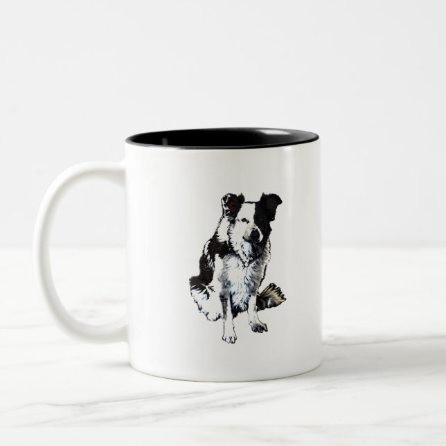 Border collie-sheepdog Two-Tone coffee mug (Left)