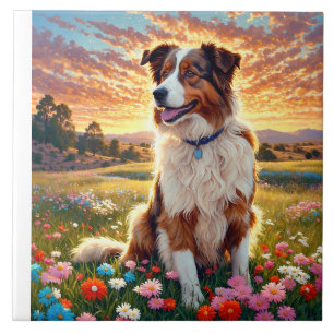Border Collie Shepherd Dog Ceramic Tile