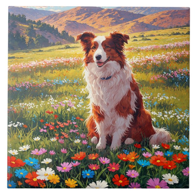 Border Collie Shepherd Dog Ceramic Tile (Front)