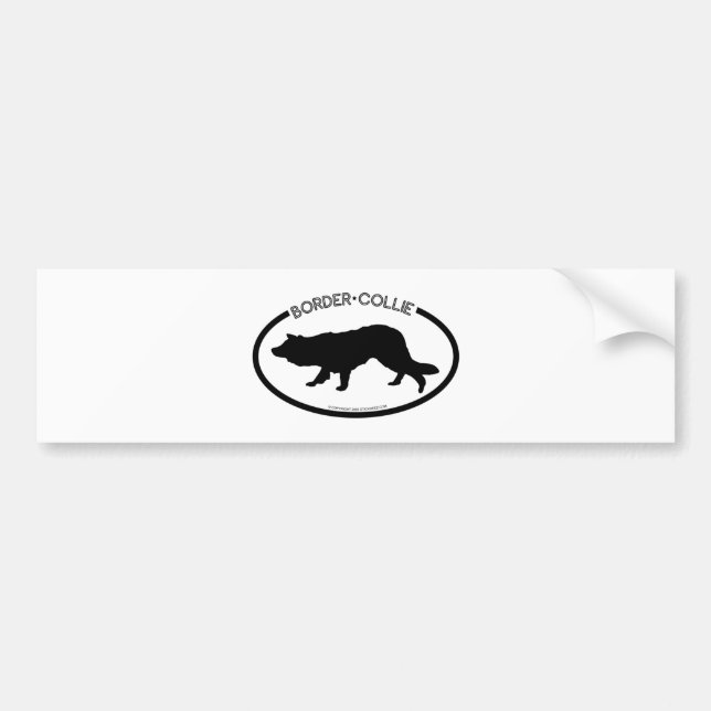 Border Collie Silhouette Black Bumper Sticker (Front)
