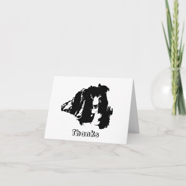 Border Collie Silhouette Dog Thank You Card (Front)