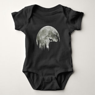 Border Collie silhouette On Mountain Halloween Dog Baby Bodysuit