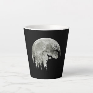 Border Collie silhouette On Mountain Halloween Dog Latte Mug