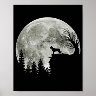 Border Collie silhouette On Mountain Halloween Dog Poster
