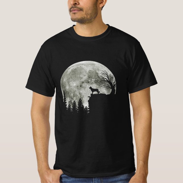 Border Collie silhouette On Mountain Halloween Dog T-Shirt (Front)