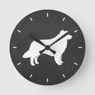 Border Collie Silhouette Round Clock
