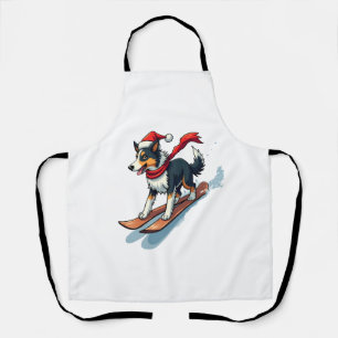 Border Collie Snowboarder dog Apron