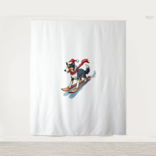 Border Collie Snowboarder dog Tapestry