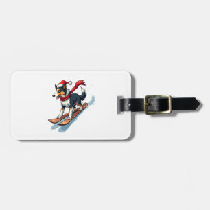 Border Collie Snowboarder Luggage Tag