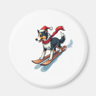 Border Collie Snowboarder Magnet