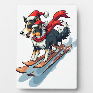 Border Collie Snowboarder Plaque