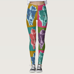 Border Collie Stare Pop Art Leggings