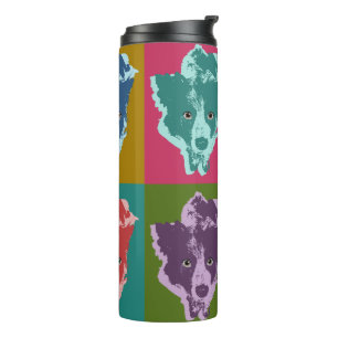 Border Collie Stare Pop Art Thermal Tumbler