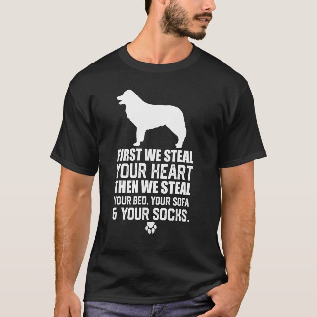 Border Collie Steal Your Heart Steal Your Bed sofa T-Shirt (Front)