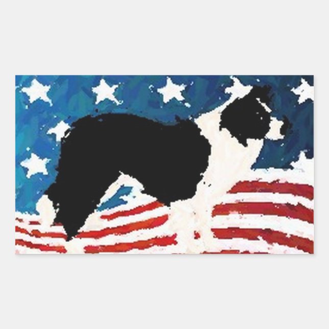 Border Collie Sticker~Memorial Day Rectangular Sticker (Front)