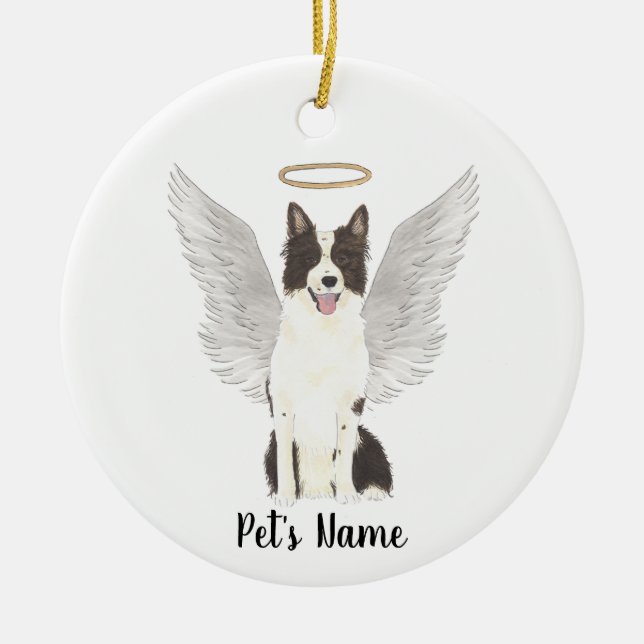 Border Collie Sympathy Memorial  Ceramic Ornament (Front)