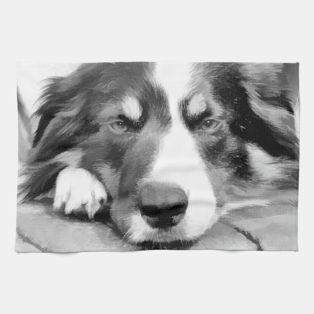 BORDER COLLIE TEA TOWEL (Horizontal)