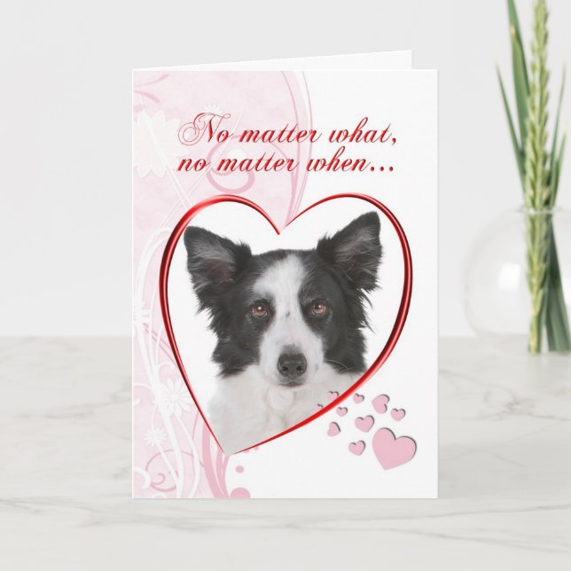 Border Collie Valentine Holiday Card (Front)