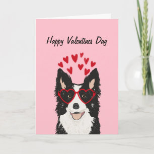 Border Collie Valentines Day Card