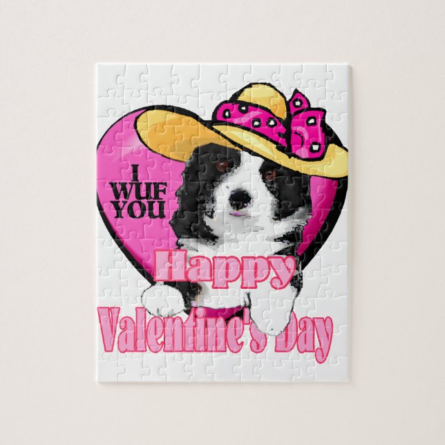 Border Collie Valentines Day Jigsaw Puzzle (Vertical)