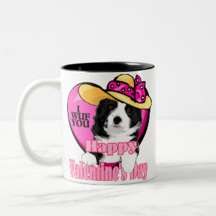 Border Collie Valentines Day Two-Tone Coffee Mug