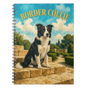 Border Collie, Vintage Watercolor Dog Art Notebook