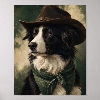 Border Collie Wall Art — Trail Boss Cowboy Portrai