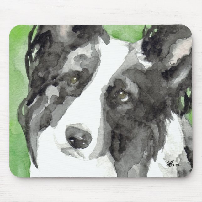 Border Collie Watercolor Mouse Pad (Front)
