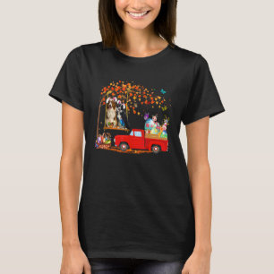 Border Collie Wearing Bunny Ear Red Truck With Egg T-Shirt