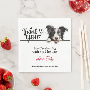 Border Collie Wedding Napkins with Dogs Photo
