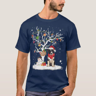 Border Collie Winter Snow Tree Dog Christmas Winte T-Shirt