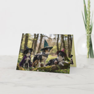 Border Collie Witch Halloween Card