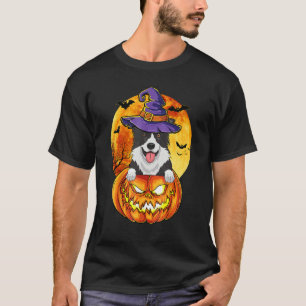 Border Collie Witch Pumpkin Halloween Dog T-Shirt