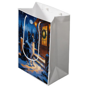 Border Collie With Christmas Lights Holiday Medium Gift Bag