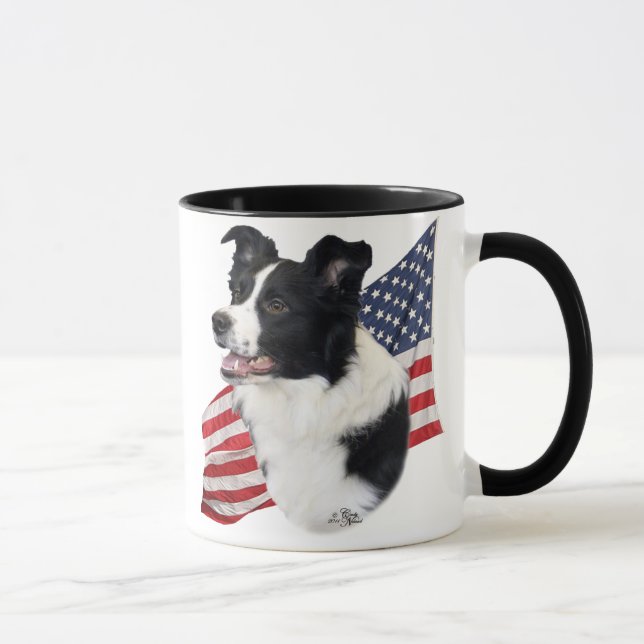 Border Collie with Flag Mug (Right)