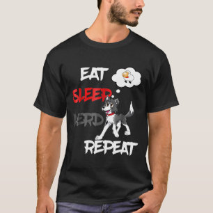 Border Collie With Graphic Eat Sleep Herd Repeat T-Shirt